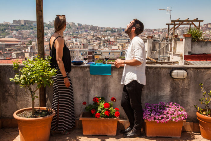 Two people on rooftop in Naples